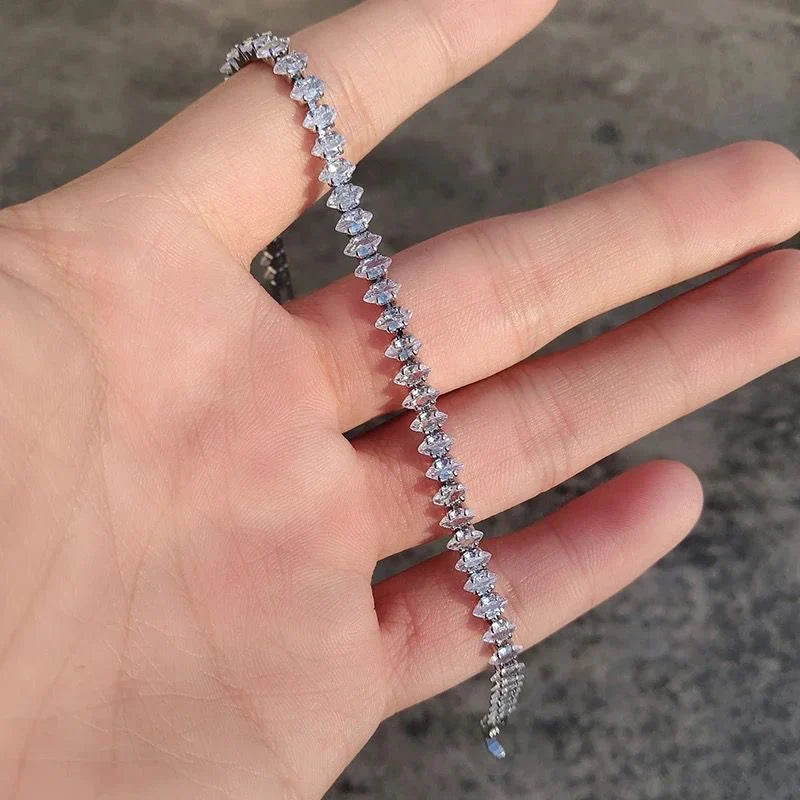 Silver Cartier Nail And Love Bangle With Silver Tennis Bracelet