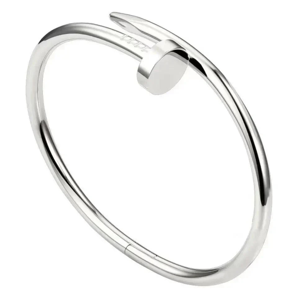 Silver Cartier Nail And Love Bangle With Silver Tennis Bracelet