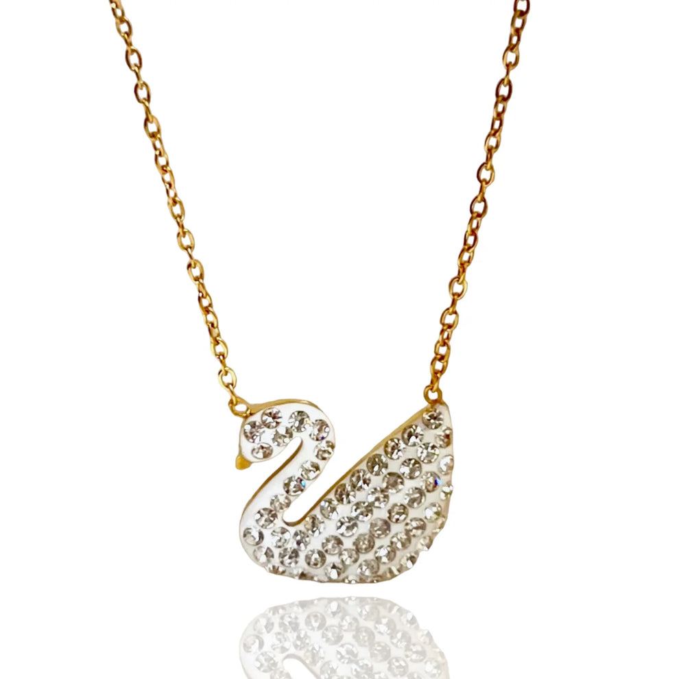 Silver swan necklace