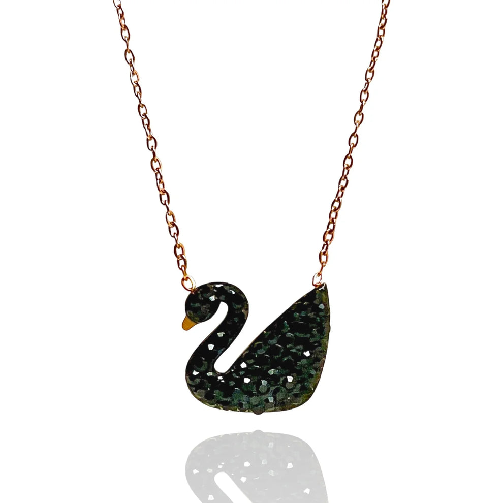 Black Swan Necklace in Stainless Steel